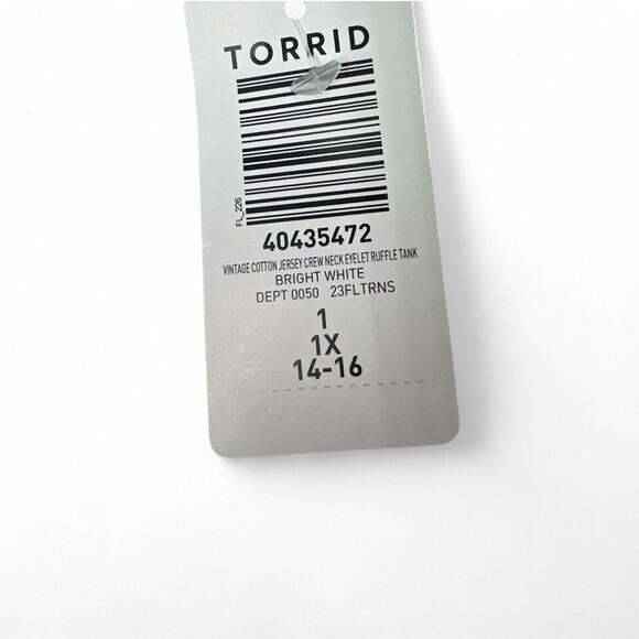 NWT Torrid | 1X 14-16 | Vintage Cotton Jersey Eyelet Ruffle Tank Top T-shirt - Picture 4 of 5